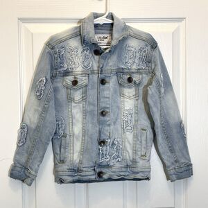 Evolution In Design Denim Jacket Youth Size 5 M Blue Acid Wash Distressed